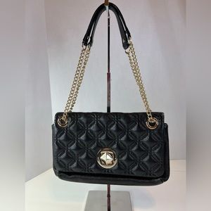 kate spade Black Quilted Leather Shoulder Bag with Gold Chain